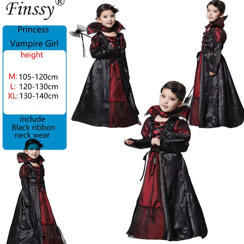 Girls Carnival Vampire Cosplay Costume Child'S Noble Vampire Clothing Vampire Costumes Halloween Costume for M L XL