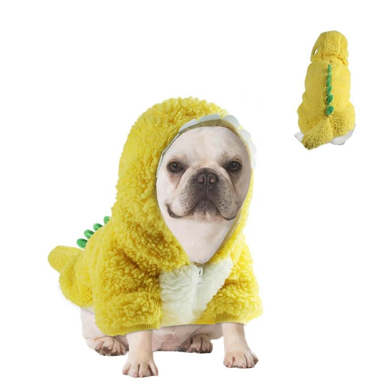 Dog Dinosaur Halloween Costume - Pet Warm Hoodie Halloween Cute Dino Dog Clothes Outfit for Small Medium Dogs