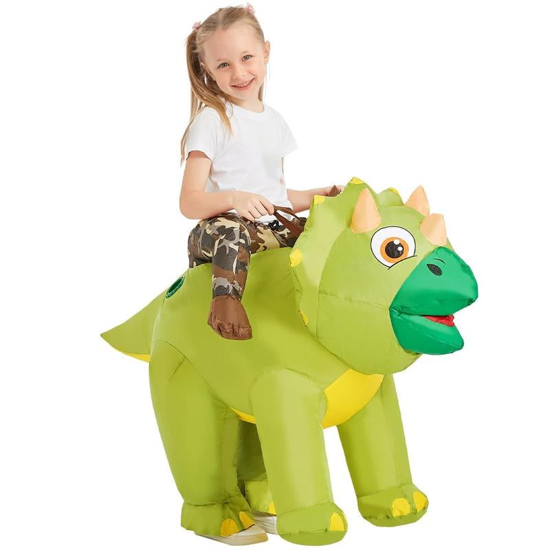 GOOSH Outdoor Halloween Decor Inflatable Dinosaur Costume Riding Diplodocus Air Costume for Party Clothing