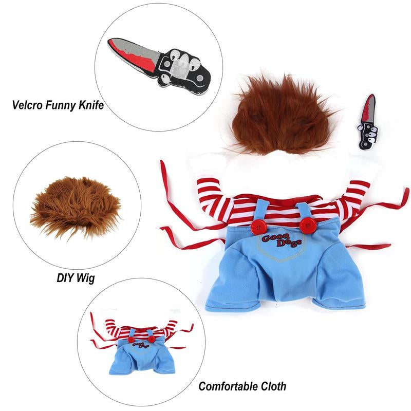 Pet Deadly Doll Dog Costume, Cosplay Halloween Christmas Funny Clothes Party Costume, Funny Pet Costumes, Chucky Dog Cosplay Costume for Halloween