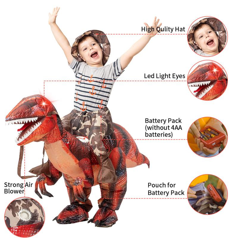 GOOSH Inflatable Dinosaur Costume Halloween Costumes Funny Blow up Costume for Party Cosplay Clothing Set