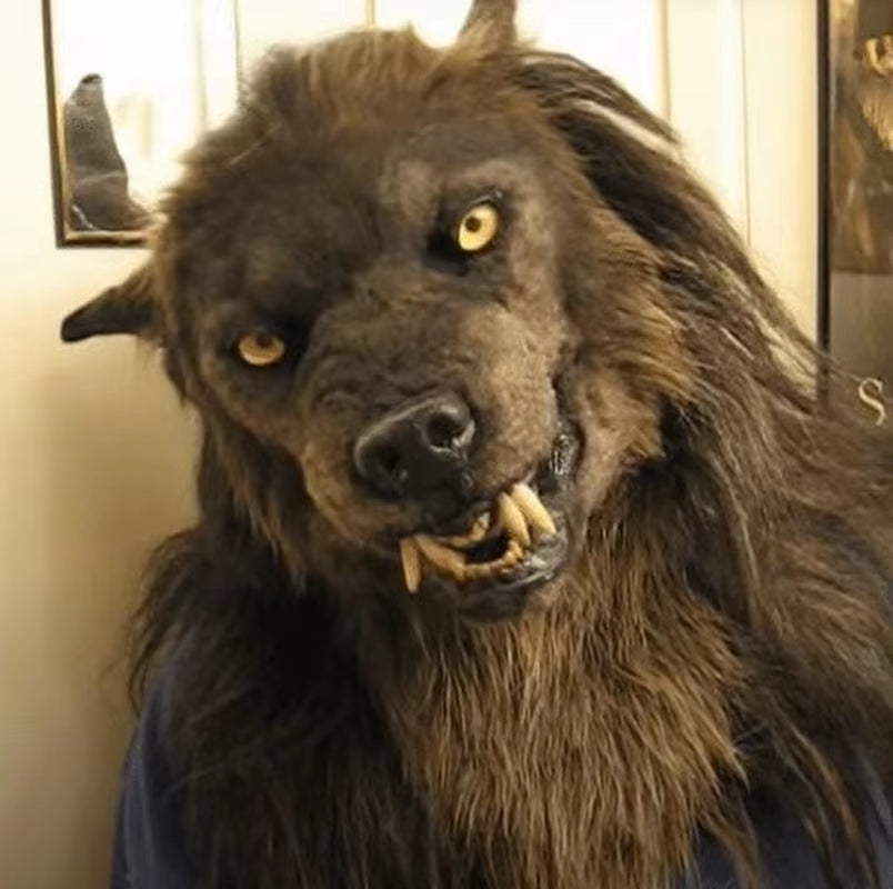 Halloween Latex Wolf Head Hair Mask Werewolf Headgear Party Scary Decor