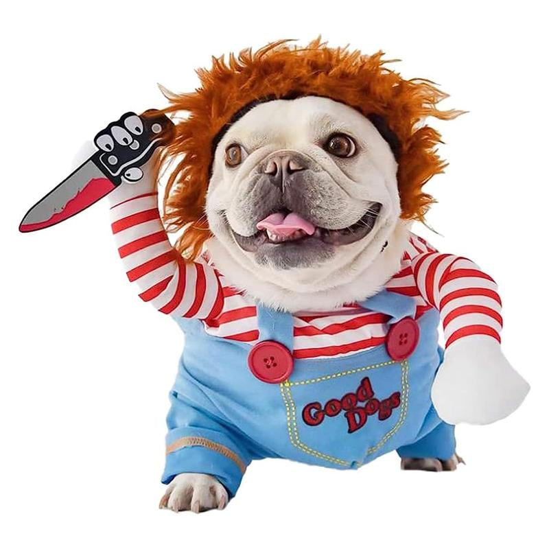 Pet Deadly Doll Dog Costume, Cosplay Halloween Christmas Funny Clothes Party Costume, Funny Pet Costumes, Chucky Dog Cosplay Costume for Halloween