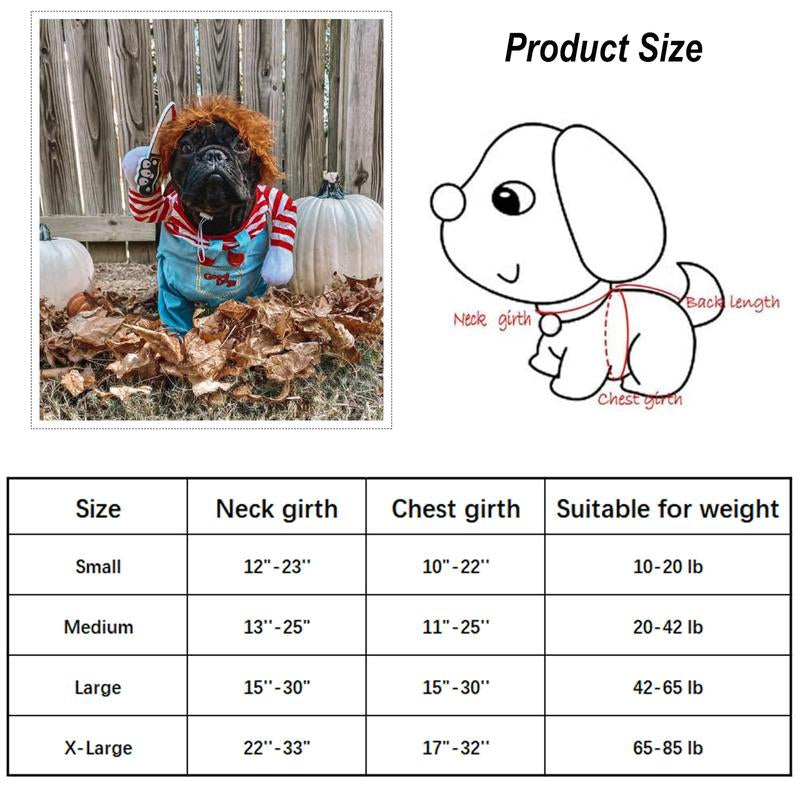 Pet Deadly Doll Dog Costume, Cosplay Halloween Christmas Funny Clothes Party Costume, Funny Pet Costumes, Chucky Dog Cosplay Costume for Halloween