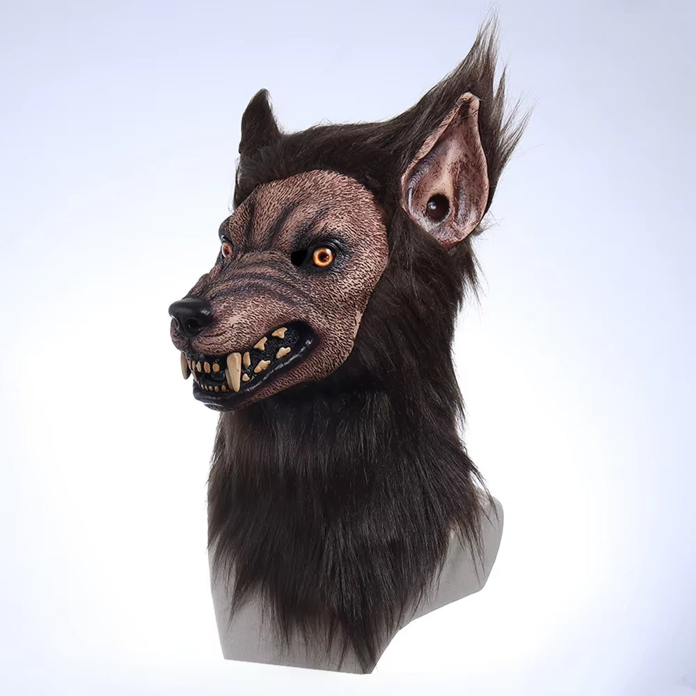 Animal Wolf Latex Mask Werewolf Light-Up Realistic and Fierce Carnival Headgear Costume Halloween Cosplay Party Props