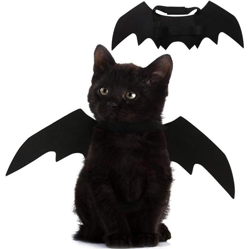 Cat Halloween Costume Bat Wings - Funny Pet Cat Black Bat Wings for Halloween Party Costume, Lightweight Bondage Free Puppy Collar Leads Cosplay Bat Costume, Cute Puppy Cat Dress up Accessories