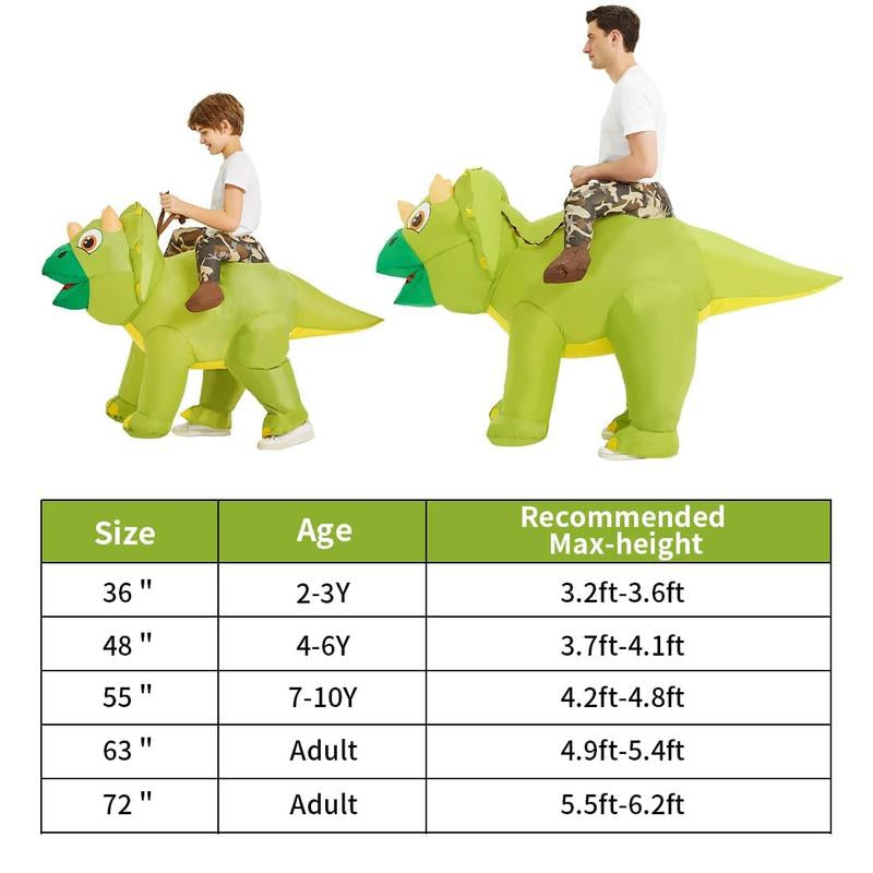 GOOSH Outdoor Halloween Decor Inflatable Dinosaur Costume Riding Diplodocus Air Costume for Party Clothing