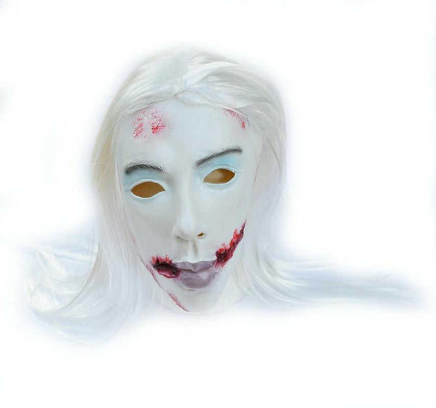 Scary Girl Halloween Mask with Hair Costume Mask Dead Sinister Ghost the Ring