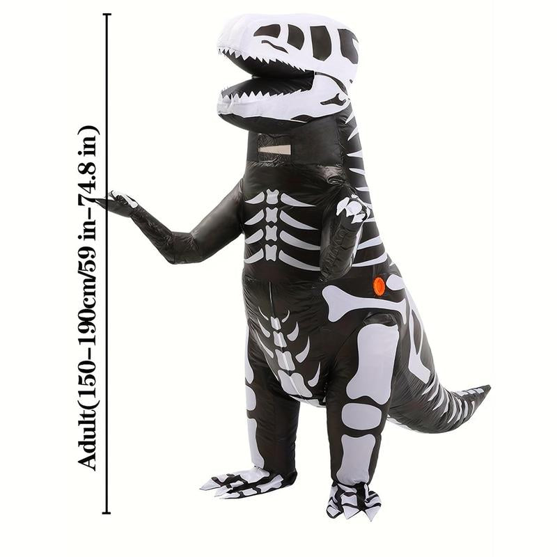 Halloween Dinosaur Design Inflatable Costume, 1 Set Skeleton Dinosaur Costume, Gifts for Men, Halloween Costumes for Party, Masks & Accessories, Halloween Decor [Without Battery]