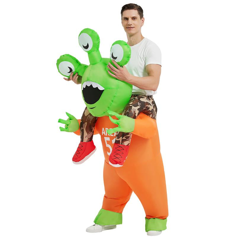 COMIN Halloween Inflatable Alien Costume Adults Cosplay Costumes Funny Ride on Blow up Costumes Alien Suit for Teens Clothing Menswear Dinosaur