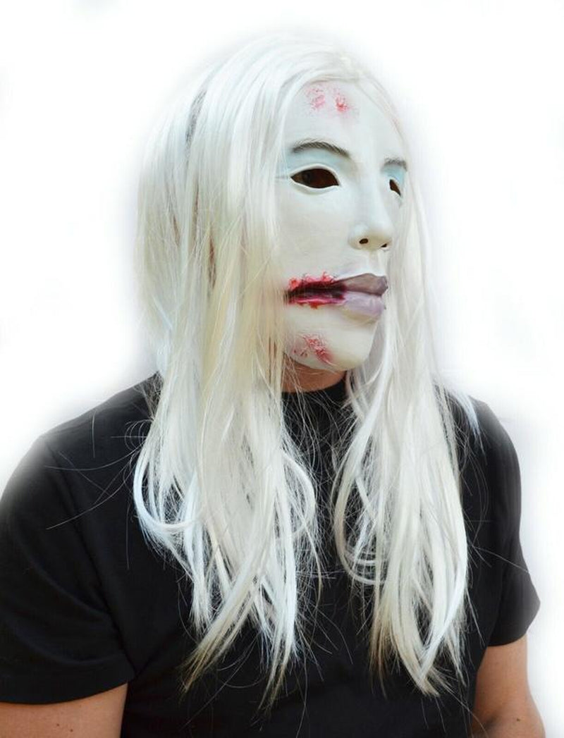 Scary Girl Halloween Mask with Hair Costume Mask Dead Sinister Ghost the Ring