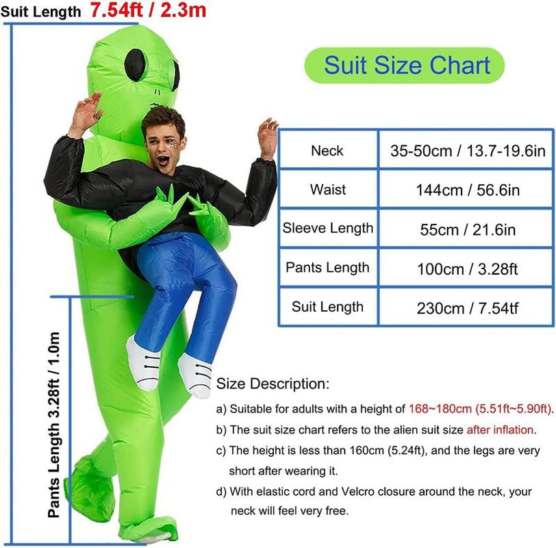 Inflatable Alien Costume Adult, Alien Blow up Halloween Costumes,Alien Abduction Costume with for Men Women Cosplay Party