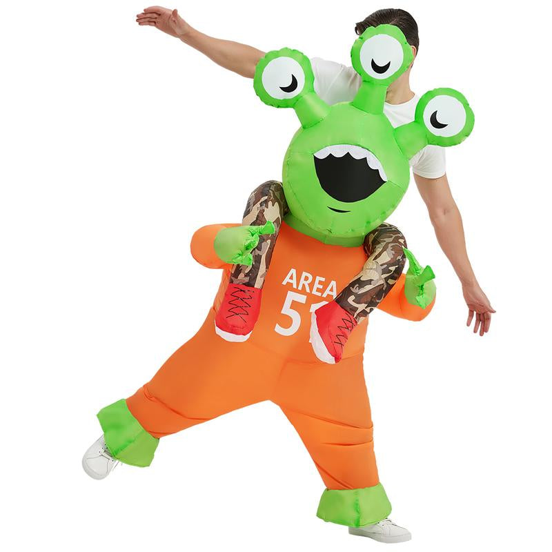 COMIN Halloween Inflatable Alien Costume Adults Cosplay Costumes Funny Ride on Blow up Costumes Alien Suit for Teens Clothing Menswear Dinosaur