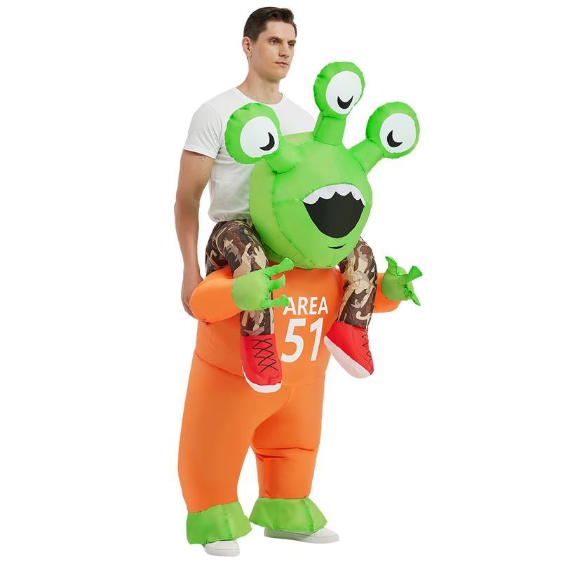 COMIN Halloween Inflatable Alien Costume Adults Cosplay Costumes Funny Ride on Blow up Costumes Alien Suit for Teens Clothing Menswear Dinosaur