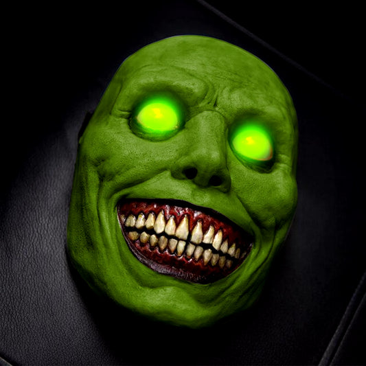 2021 New Halloween Mask Cos Exorcist Horror Smile Green Face White Eye Demon Mask Halloween Mask