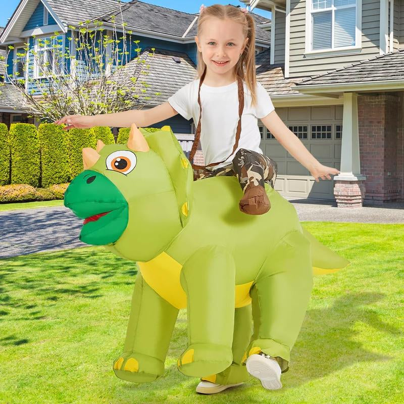 GOOSH Outdoor Halloween Decor Inflatable Dinosaur Costume Riding Diplodocus Air Costume for Party Clothing