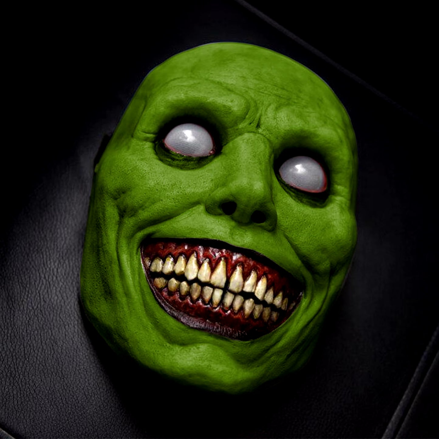 2021 New Halloween Mask Cos Exorcist Horror Smile Green Face White Eye Demon Mask Halloween Mask