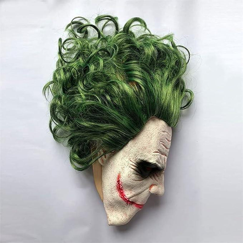 Joker Mask Scary Halloween Latex Masks for Adult Horror Clown Full Head with Wig Cosplay Costume Party Prop