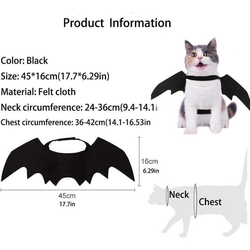 Cat Halloween Costume Bat Wings - Funny Pet Cat Black Bat Wings for Halloween Party Costume, Lightweight Bondage Free Puppy Collar Leads Cosplay Bat Costume, Cute Puppy Cat Dress up Accessories