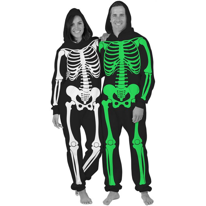 Skeleton Onesie – Single Sided Halloween Costume Pajama for Adults & Kids