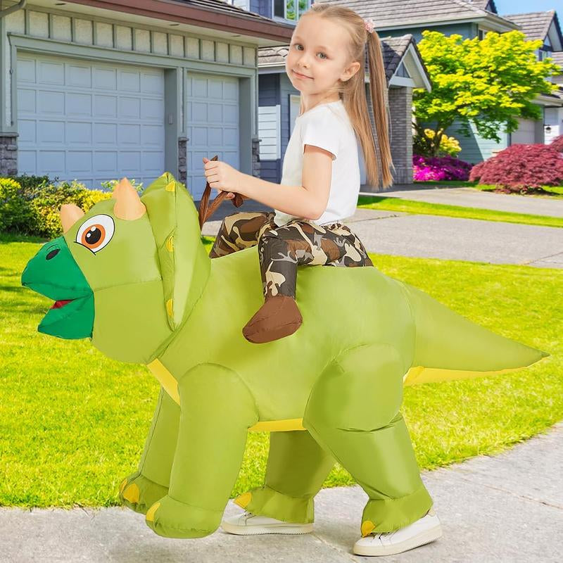 GOOSH Outdoor Halloween Decor Inflatable Dinosaur Costume Riding Diplodocus Air Costume for Party Clothing