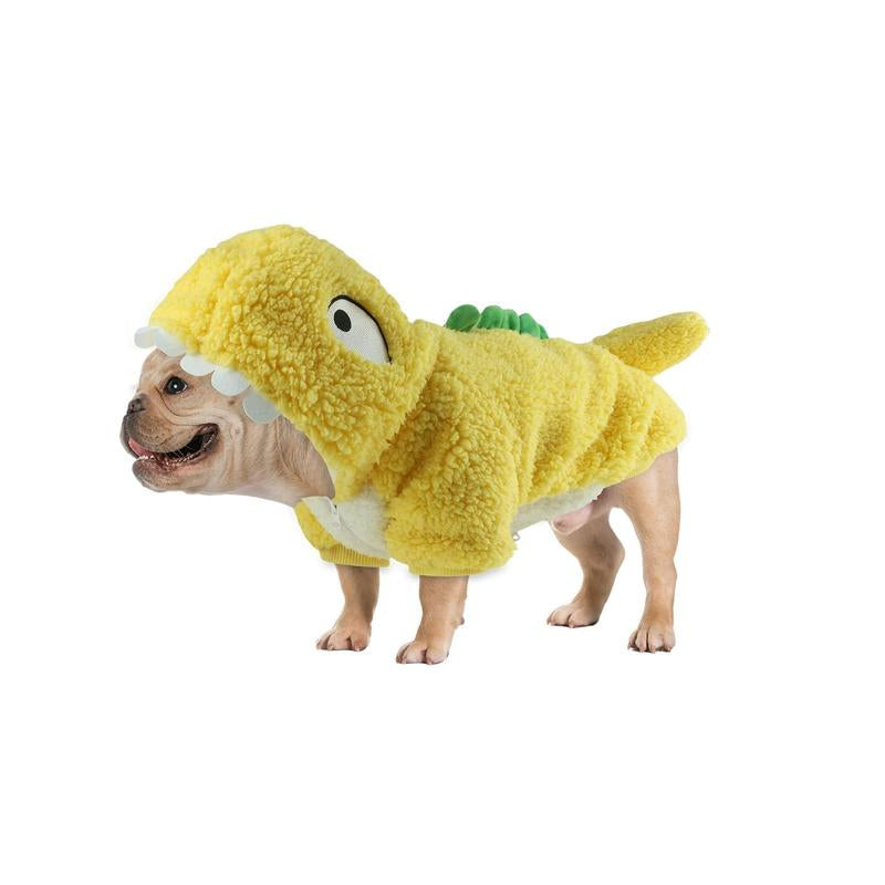 Dog Dinosaur Halloween Costume - Pet Warm Hoodie Halloween Cute Dino Dog Clothes Outfit for Small Medium Dogs