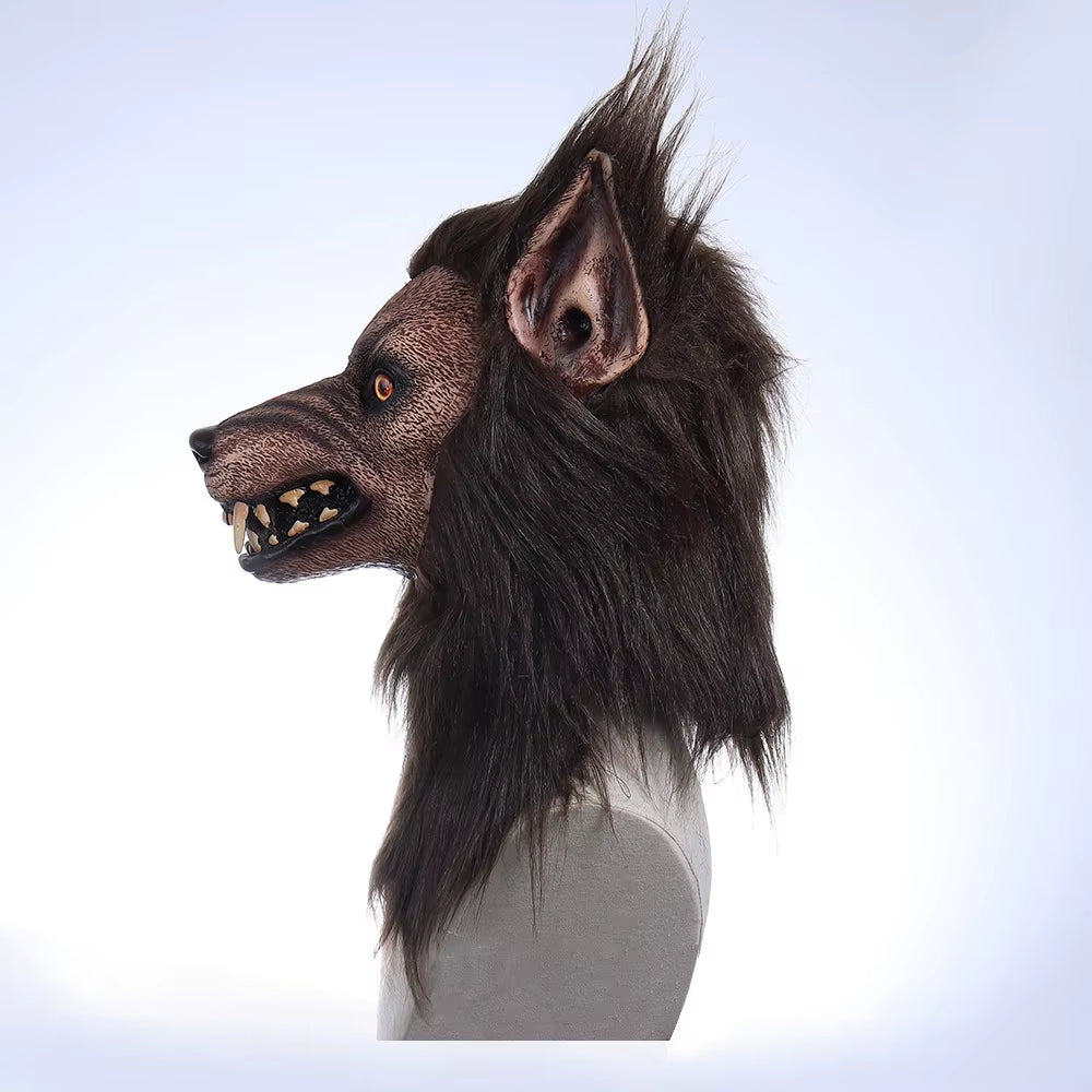 Animal Wolf Latex Mask Werewolf Light-Up Realistic and Fierce Carnival Headgear Costume Halloween Cosplay Party Props