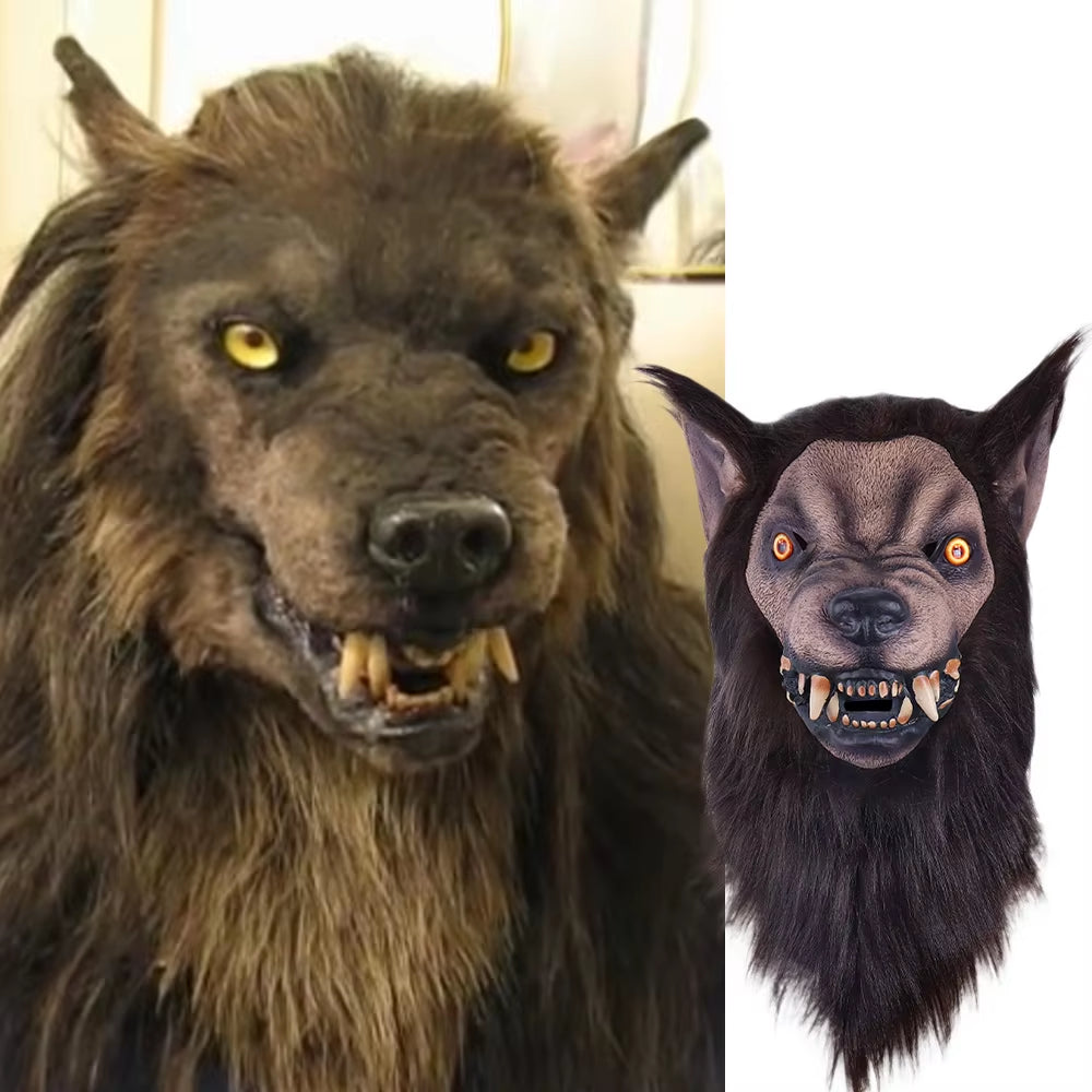 Animal Wolf Latex Mask Werewolf Light-Up Realistic and Fierce Carnival Headgear Costume Halloween Cosplay Party Props