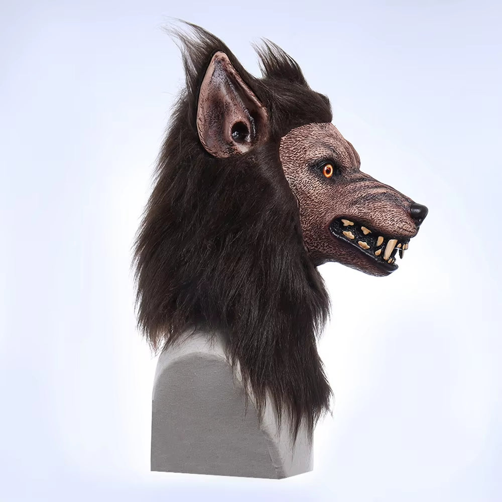 Animal Wolf Latex Mask Werewolf Light-Up Realistic and Fierce Carnival Headgear Costume Halloween Cosplay Party Props