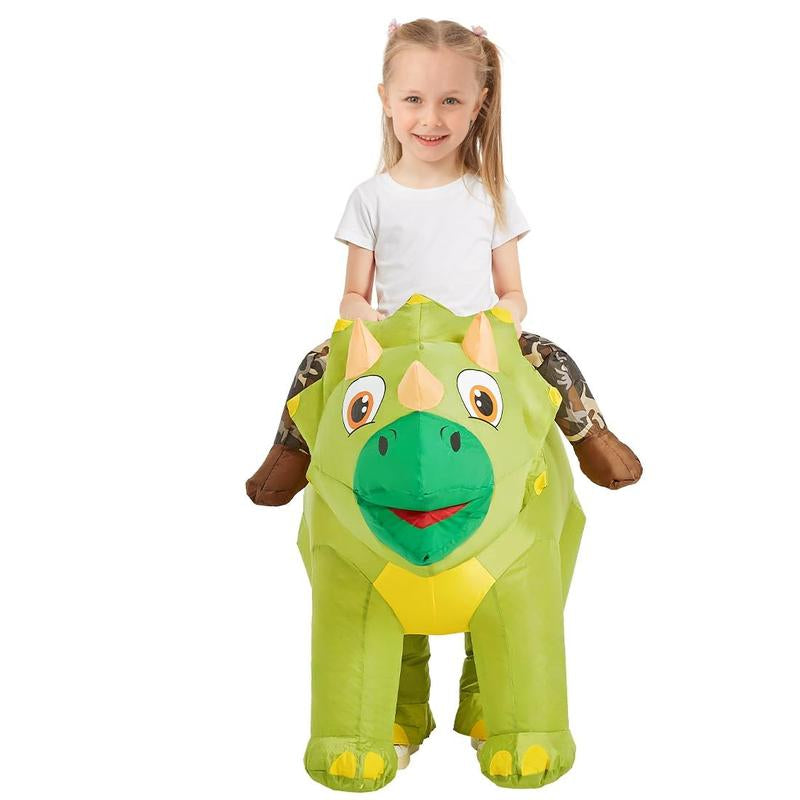 GOOSH Outdoor Halloween Decor Inflatable Dinosaur Costume Riding Diplodocus Air Costume for Party Clothing