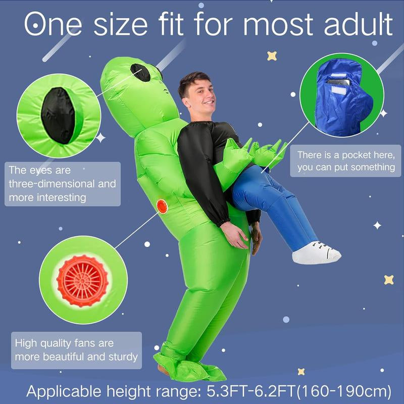 Inflatable Alien Costume Adult, Alien Blow up Halloween Costumes,Alien Abduction Costume with for Men Women Cosplay Party