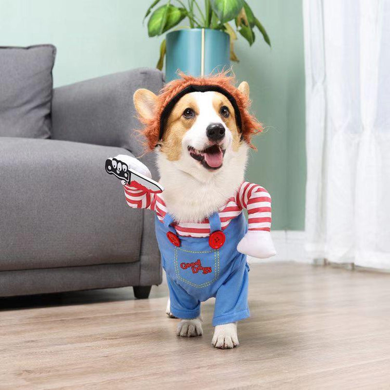 Pet Deadly Doll Dog Costume, Cosplay Halloween Christmas Funny Clothes Party Costume, Funny Pet Costumes, Chucky Dog Cosplay Costume for Halloween