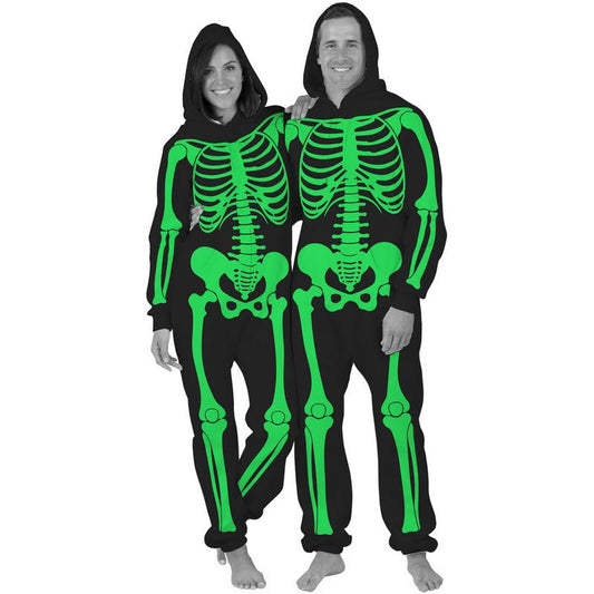 Skeleton Onesie – Single Sided Halloween Costume Pajama for Adults & Kids