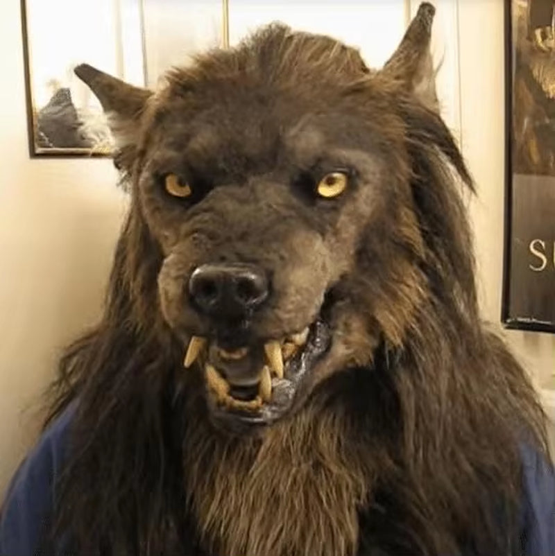 Halloween Latex Wolf Head Hair Mask Werewolf Headgear Party Scary Decor