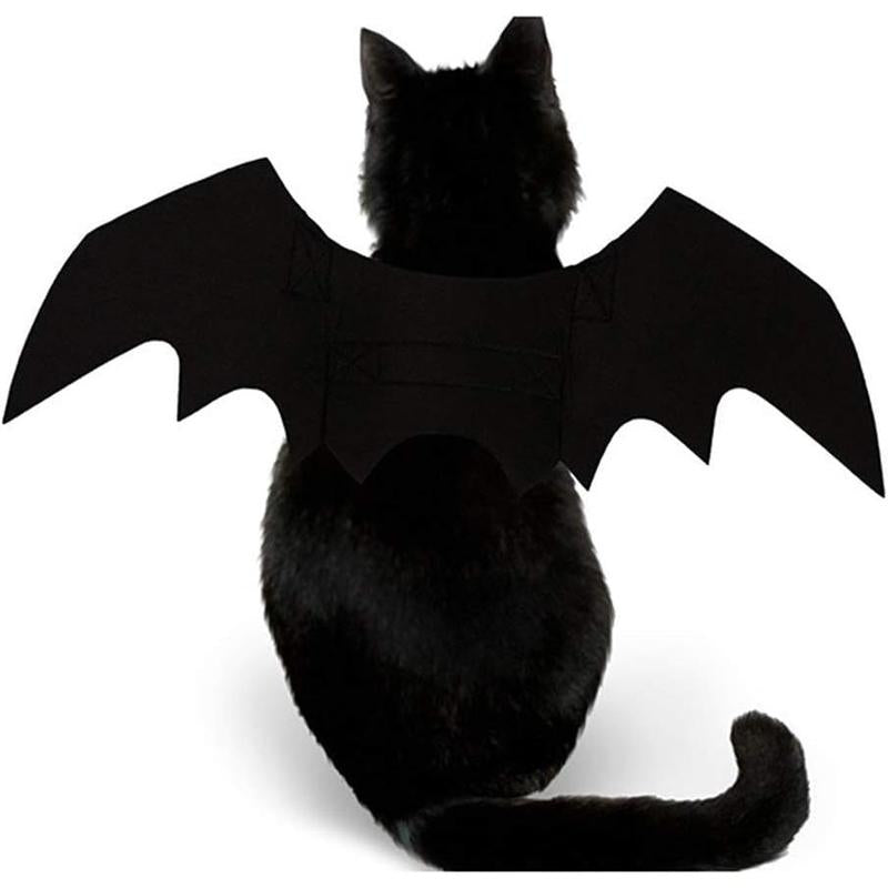 Cat Halloween Costume Bat Wings - Funny Pet Cat Black Bat Wings for Halloween Party Costume, Lightweight Bondage Free Puppy Collar Leads Cosplay Bat Costume, Cute Puppy Cat Dress up Accessories