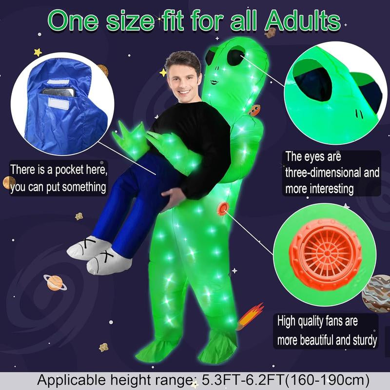 Inflatable Alien Costume Adult, Alien Blow up Halloween Costumes,Alien Abduction Costume with for Men Women Cosplay Party