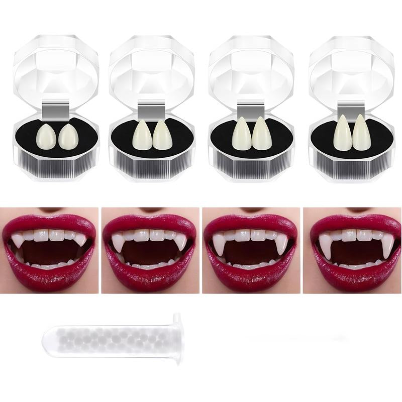 6 Pairs Vampire Teeth Vampire Fangs with Adhesive Cosplay Props Fangs Cosplay Costume Prop for Horror Party Decoration Halloween Party Favors,Accessories Masks Ornaments