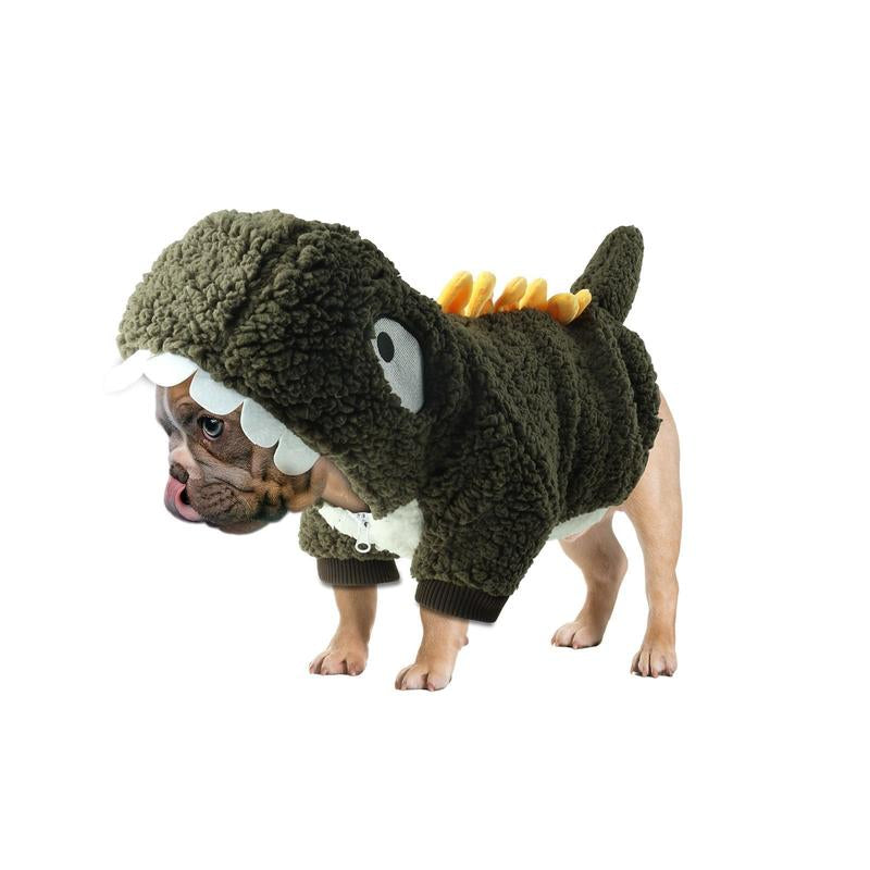 Dog Dinosaur Halloween Costume - Pet Warm Hoodie Halloween Cute Dino Dog Clothes Outfit for Small Medium Dogs